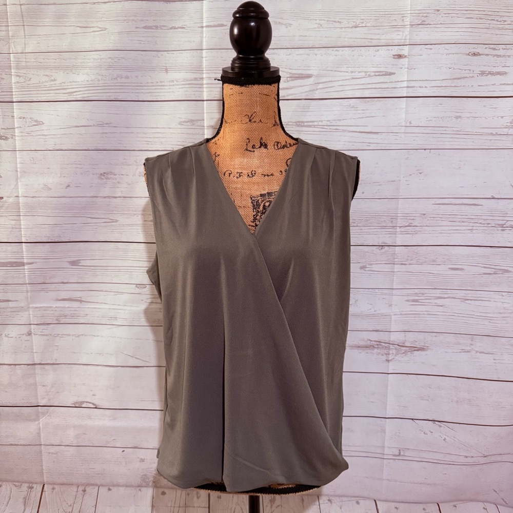 Maurices Charcoal Sleeveless Wrap Blouse